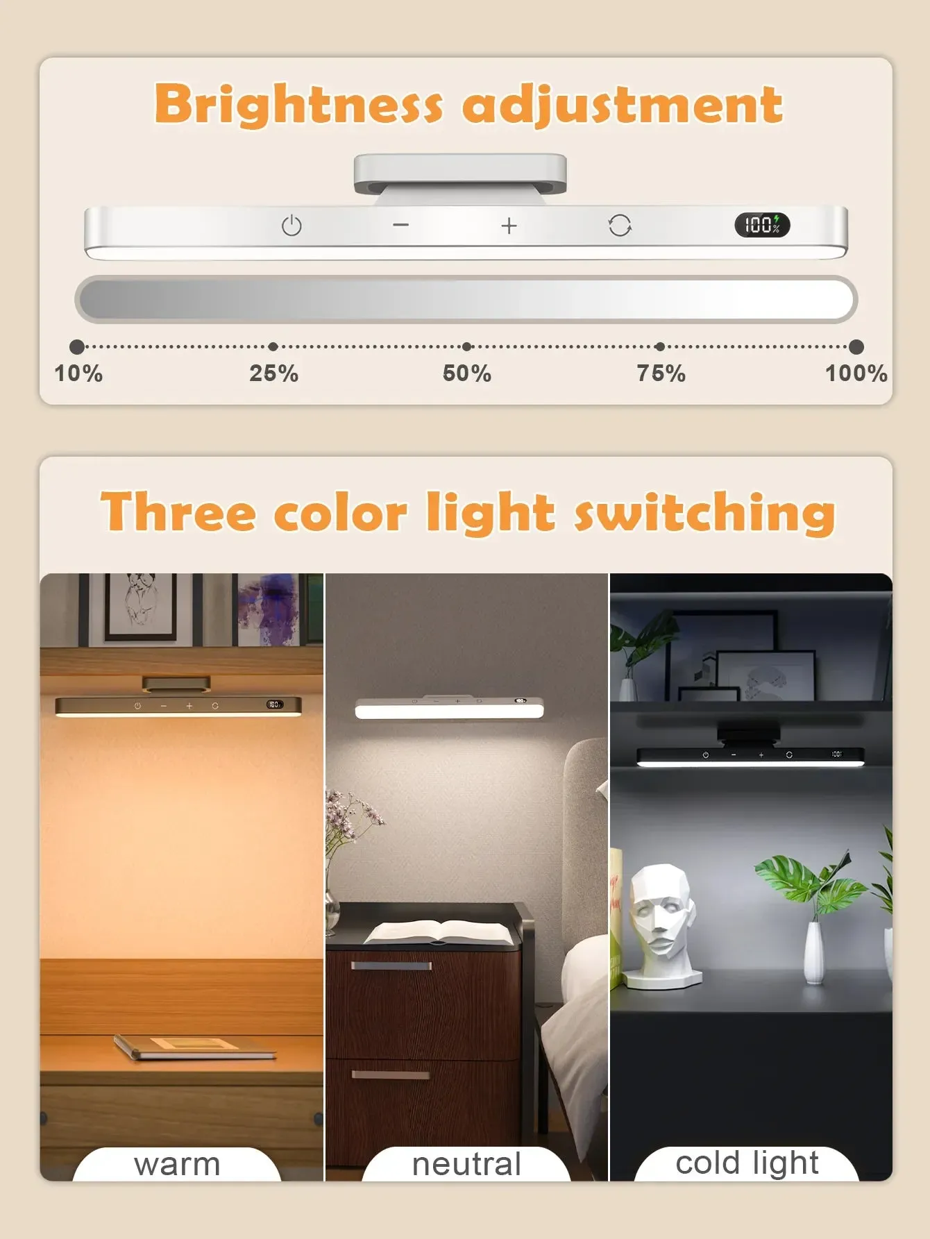 2500mah Magnetic Led Desk Lamp for Bedside