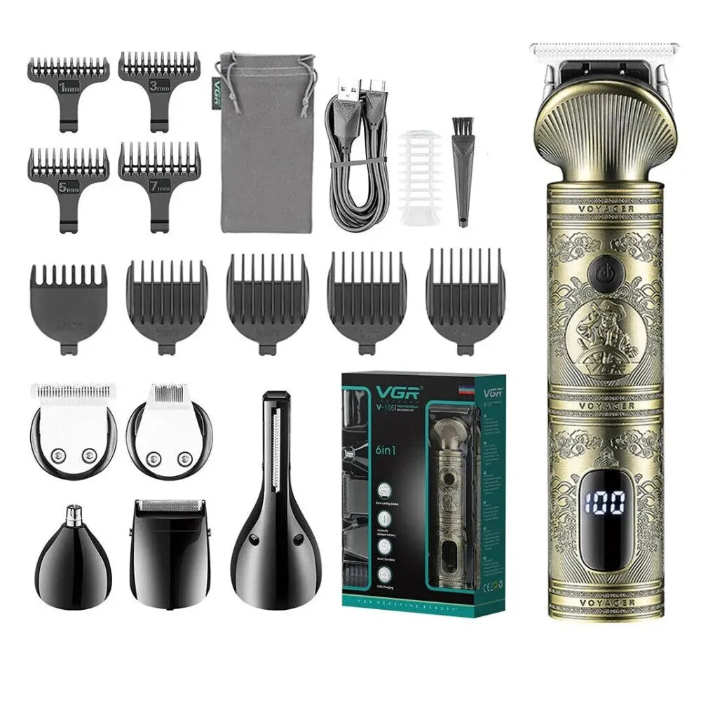 6 in 1 Vgr Grooming Kit Trimmer Clipper Shaver