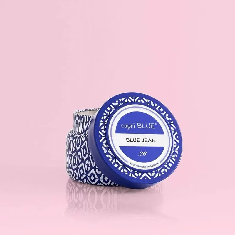 CAPRI BLUE: Blue Jean Printed Travel Tin