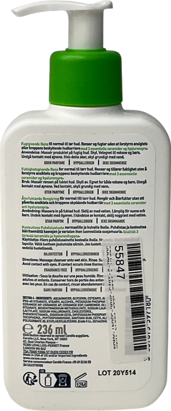 Cerave Hydrating Cleanser With Hyaluronic Acid For Normal To Dry Skin 236ml