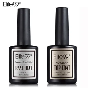 Elite99 15ml Soak Off UV Gel Nail Polish Base Coat   NO Wiping Top Coat Long Lasting Primer Foundation Gelpolish Nail Art Set