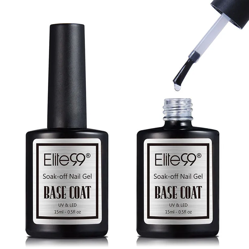 Elite99 15ml Soak Off UV Gel Nail Polish Base Coat   NO Wiping Top Coat Long Lasting Primer Foundation Gelpolish Nail Art Set