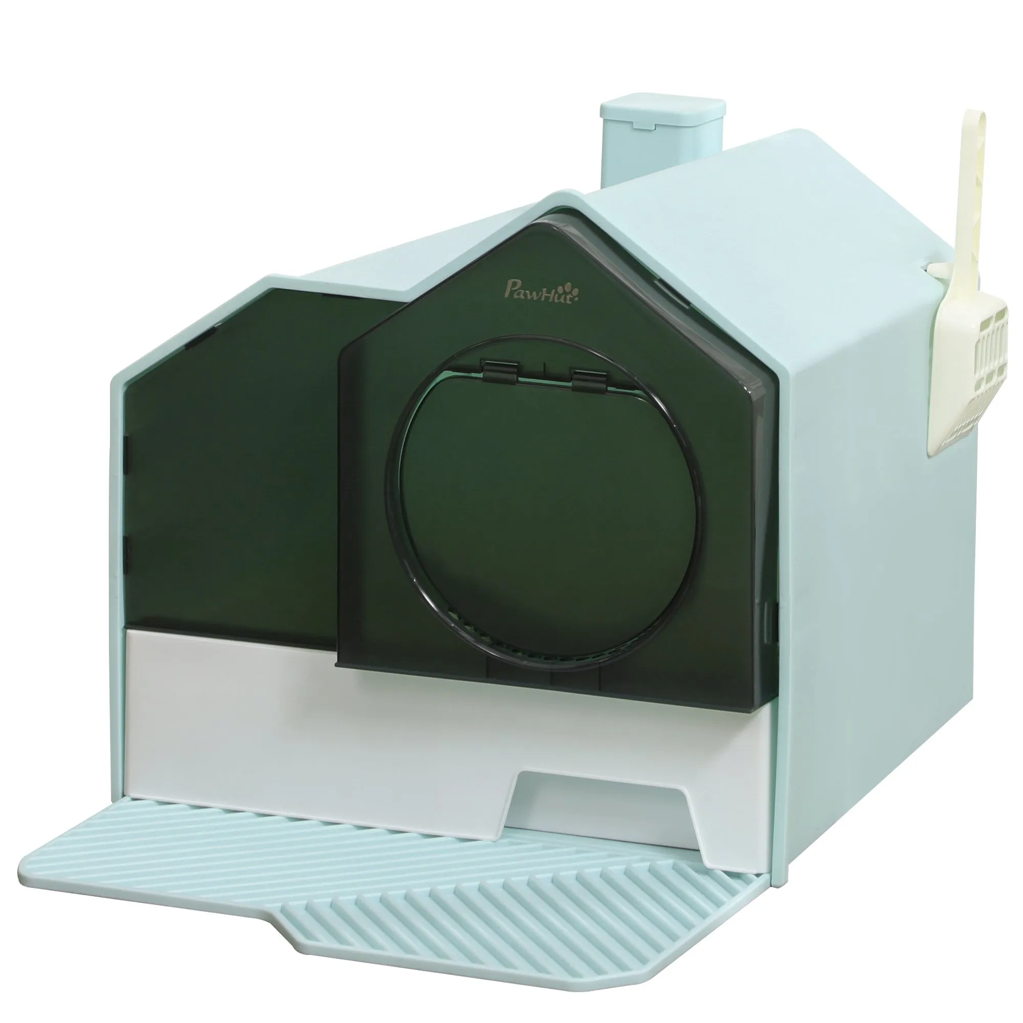 Hooded Cat Litter TrayWith Scoop Light Blue