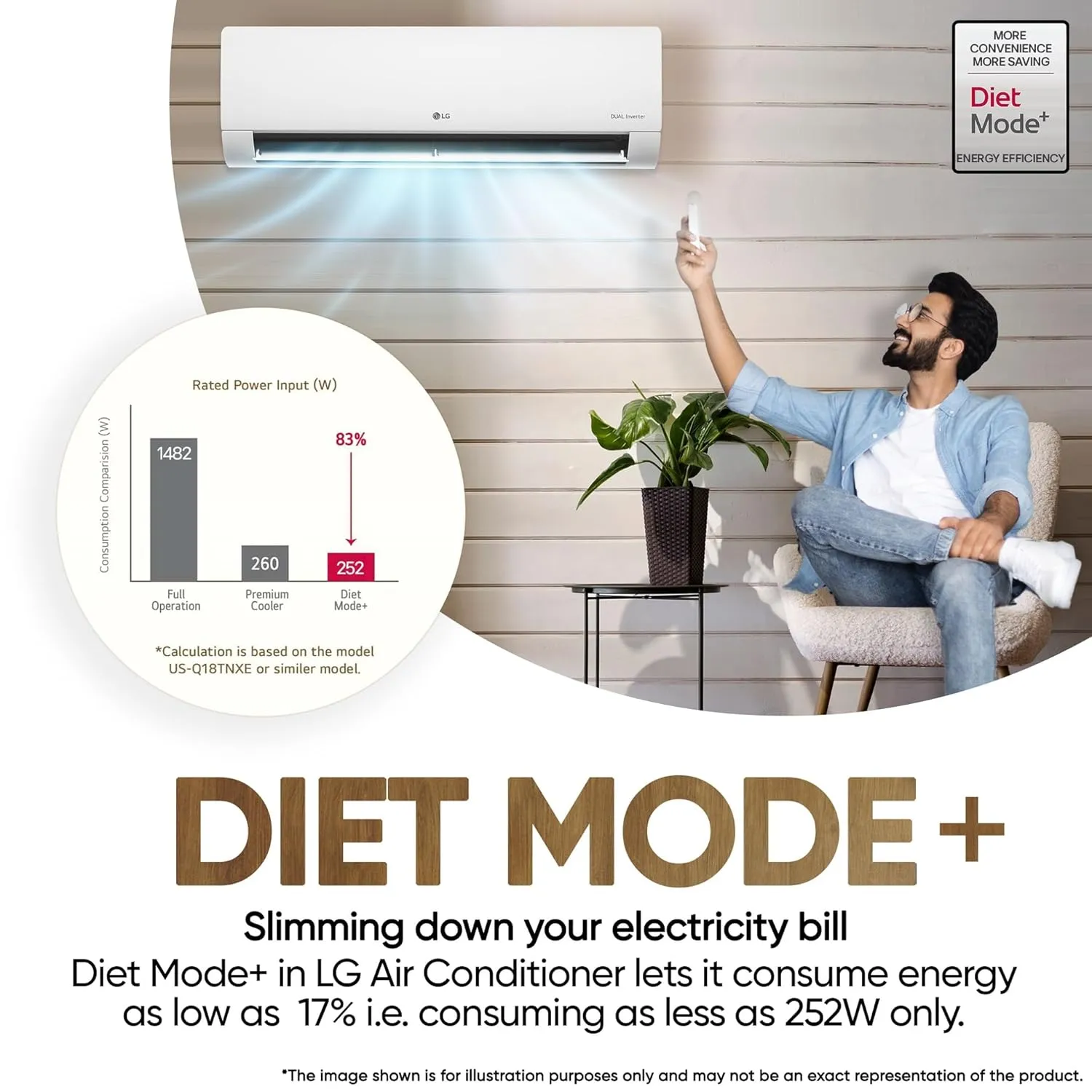 LG US-Q12CNXE 1 Ton 3 Star 2025 Model AI DUAL Inverter Split AC (6-in-1 Convertible Cooling, Anti-Virus Filter, White)