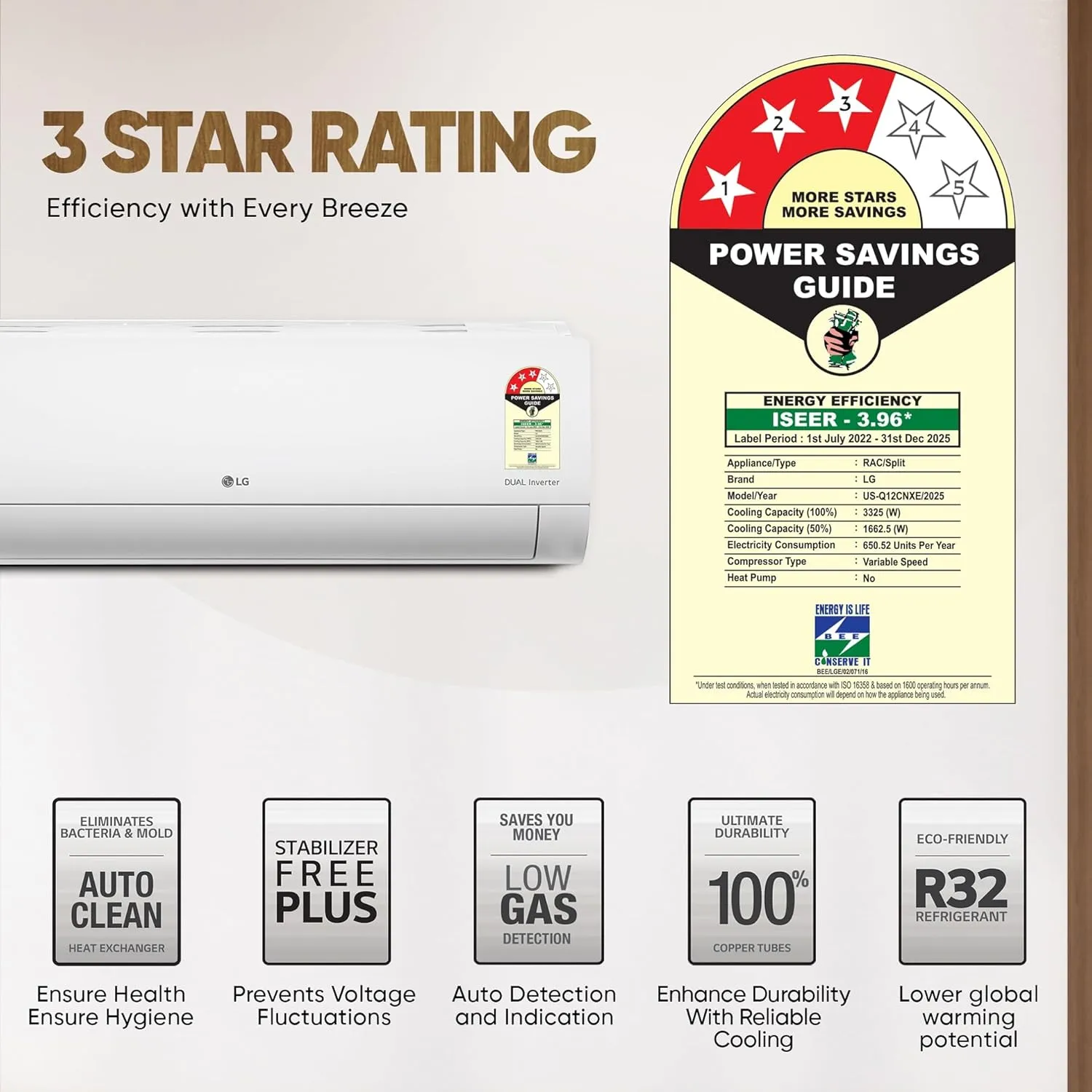LG US-Q12CNXE 1 Ton 3 Star 2025 Model AI DUAL Inverter Split AC (6-in-1 Convertible Cooling, Anti-Virus Filter, White)