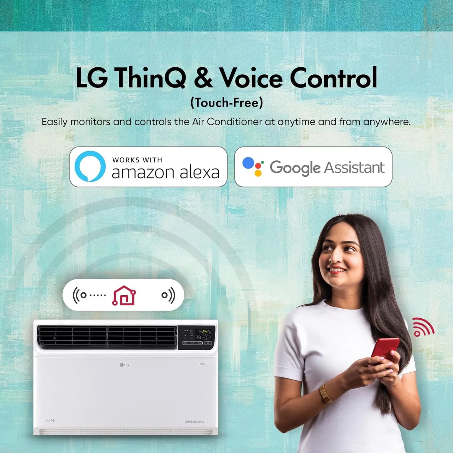 LG UW-Q24WWYA 2 Ton 4 Star Wi-Fi DUAL Inverter Window AC (Copper, Convertible 4-in-1 cooling, 4 Way Air Swing, HD Filter, 2025 White)