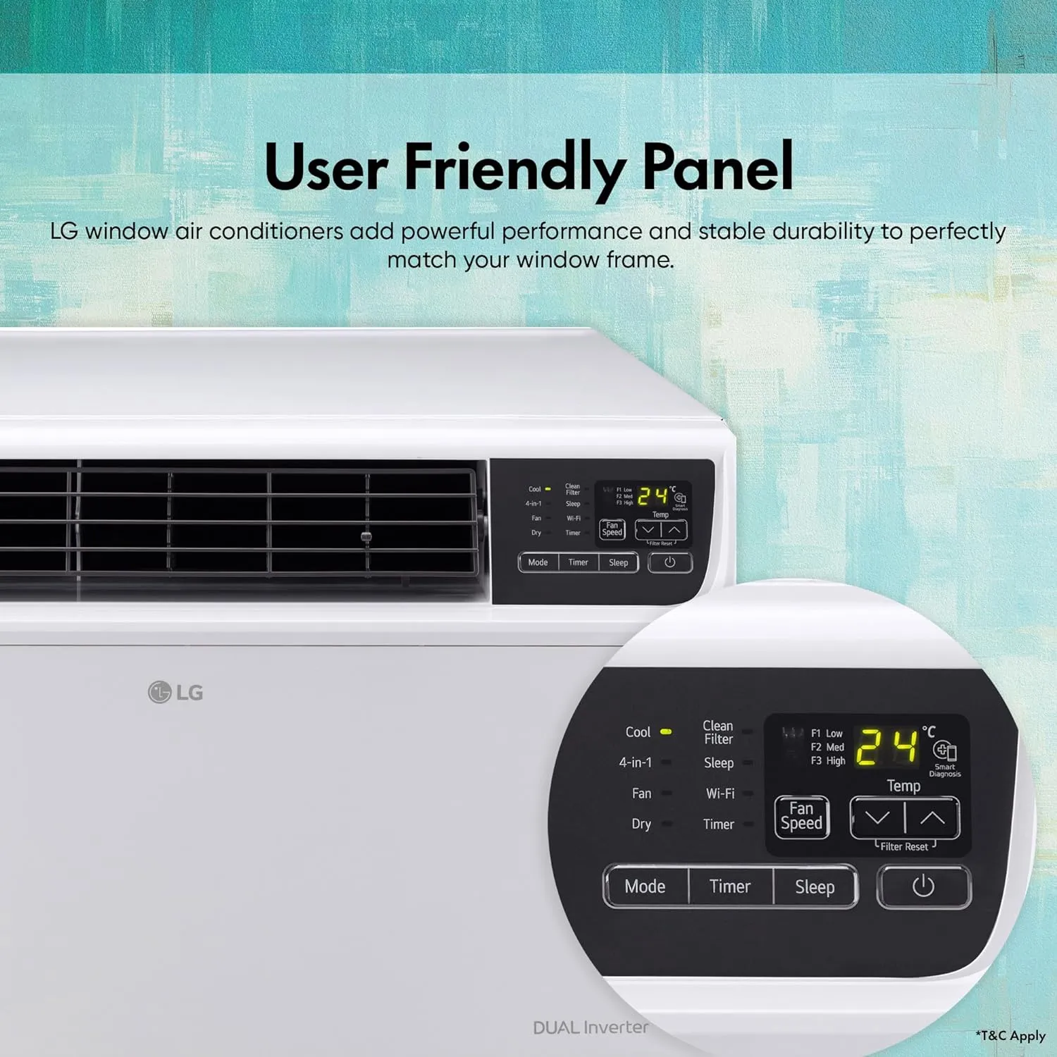 LG UW-Q24WWYA 2 Ton 4 Star Wi-Fi DUAL Inverter Window AC (Copper, Convertible 4-in-1 cooling, 4 Way Air Swing, HD Filter, 2025 White)