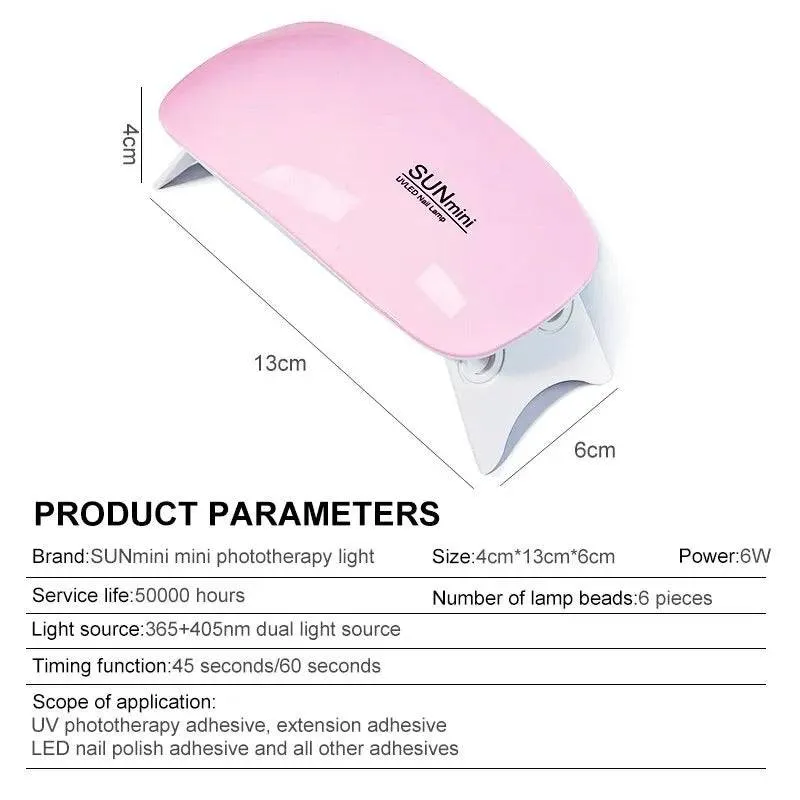 Nail Dryer Machine Portable 6 LED UV Manicure Lamp