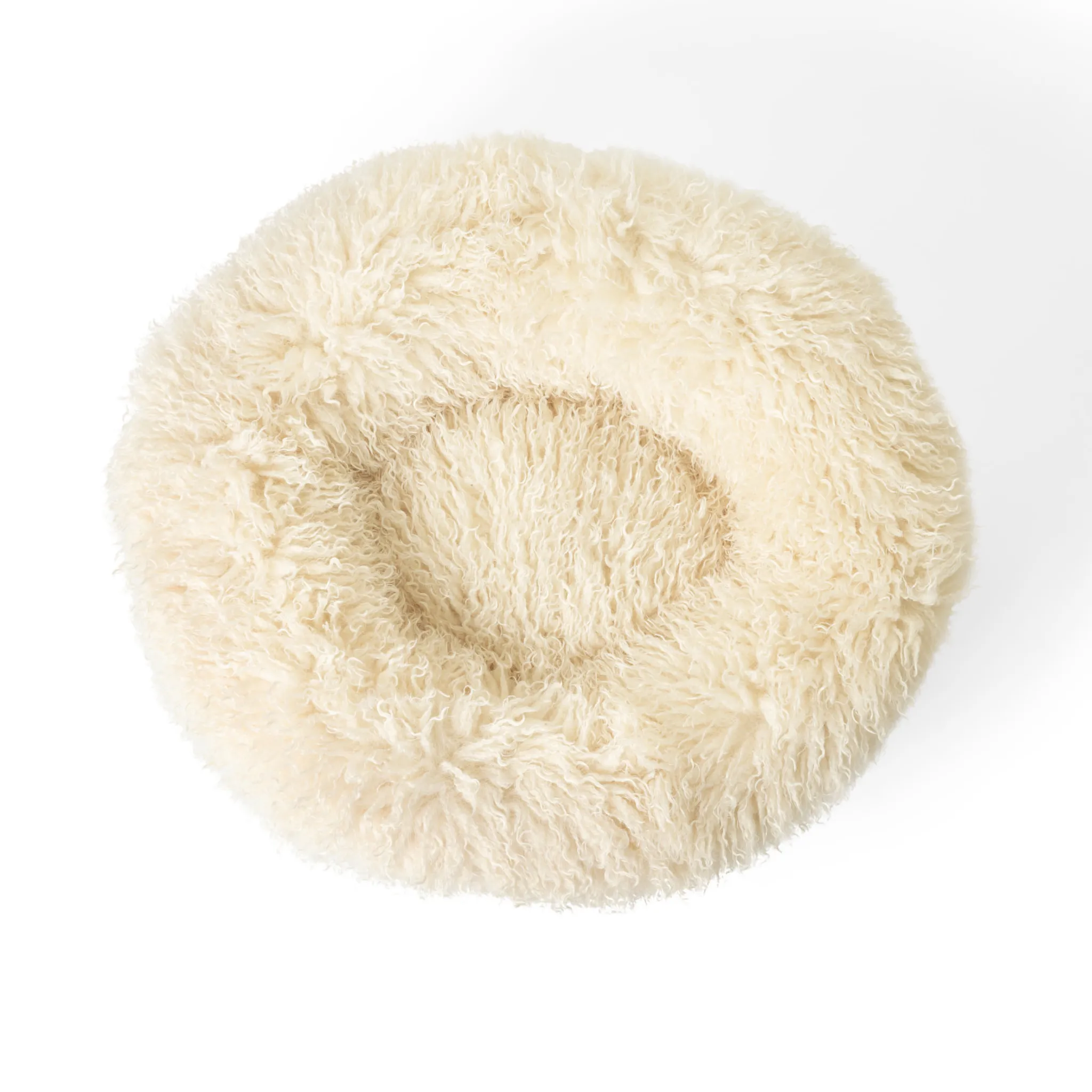 PupPouf Luxe Faux Fur Donut Pet Bed - Plush Sheep Ivory