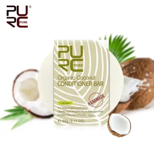 PURC Organic Coconut Conditioner Bar - Handmade, Deeply Hydrating Solid Hair Conditioner for Dry & Damaged Hair