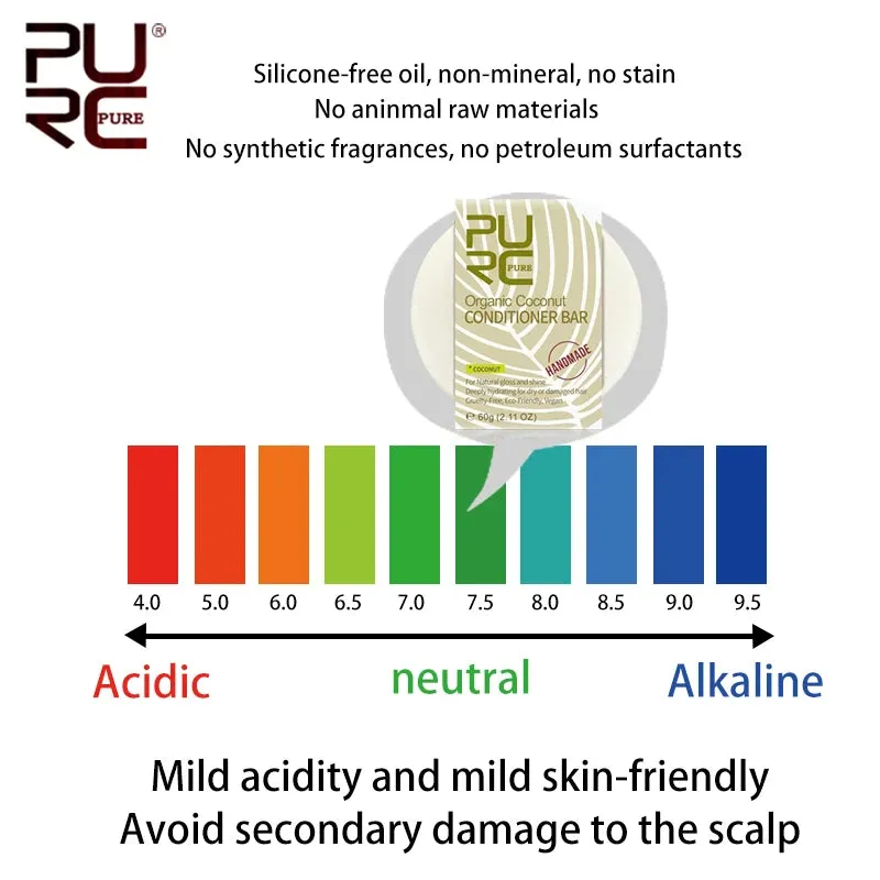 PURC Organic Coconut Conditioner Bar - Handmade, Deeply Hydrating Solid Hair Conditioner for Dry & Damaged Hair